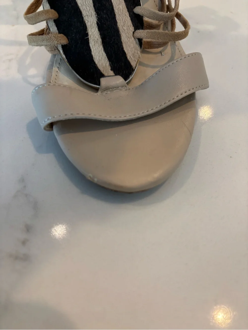 Calvin Klein Nude and Black Espadrille Wedge Sandals